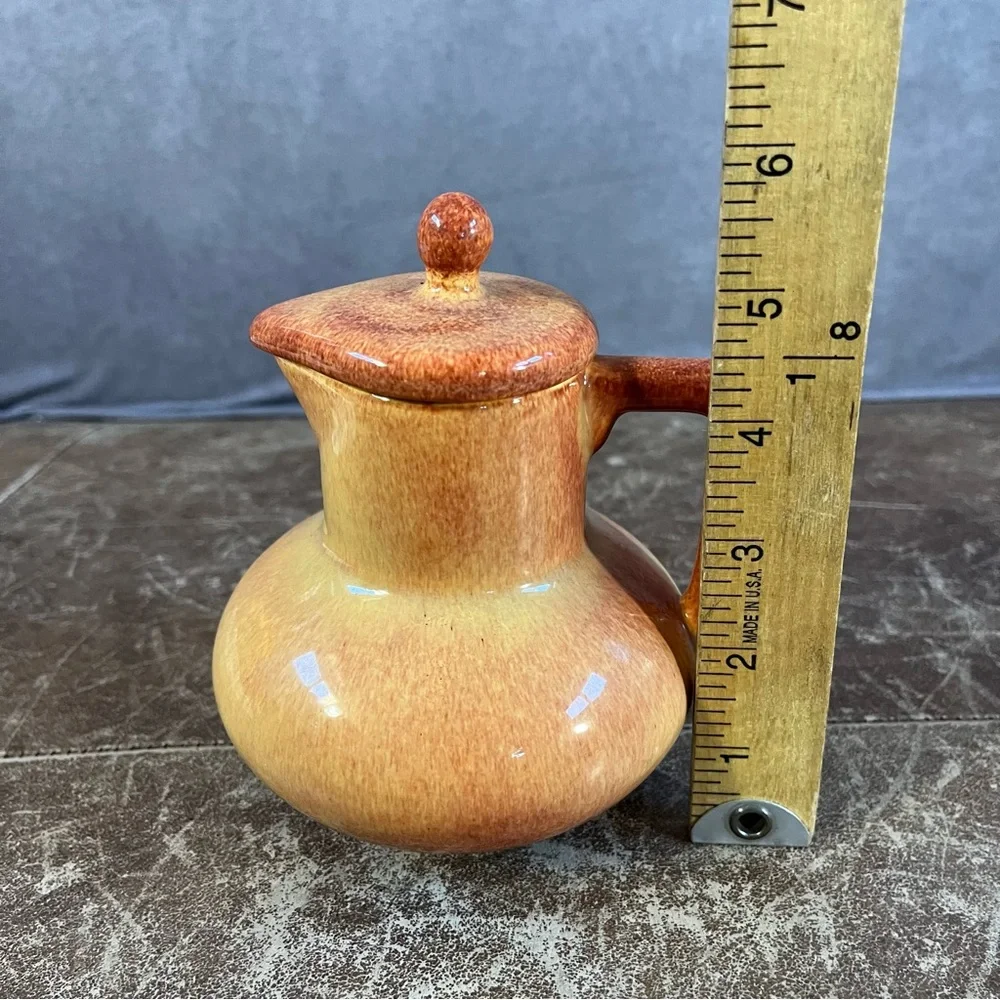 Franciscan El Patio Pottery Jug Orange w/ Lid Gloss Syrup / Hot Water *See Desc*